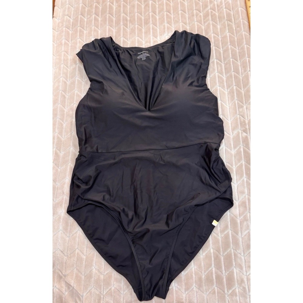 Summersalt The Breaker One Piece Swimsuit Size 16 Black V-Neck Pool Beach Resort - Picture 1 of 14
